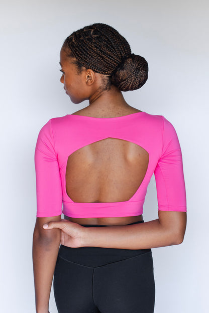 Elbow Sleeve Dance Top - Rose